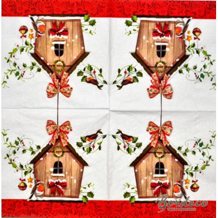 Serwetka do decoupage firmy HOME FASHION ptasia budka 33x33cm